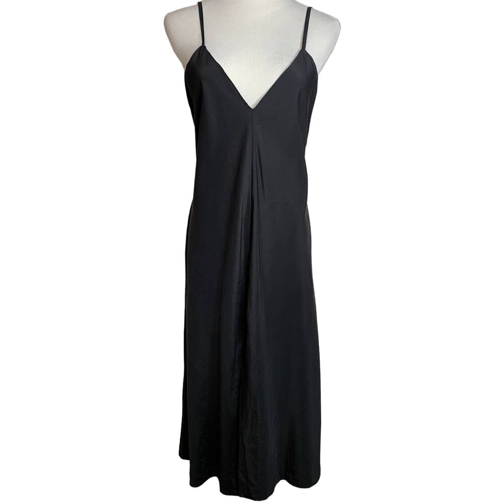 Avec Les Filles Black Slip Dress Cross Straps Sz Small
